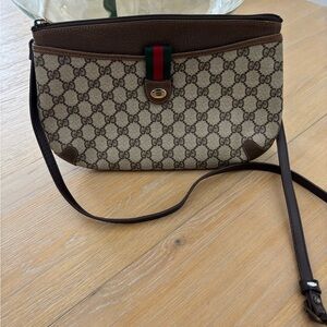 Gucci GG Monogram Crossbody Bag in Brown and Cream